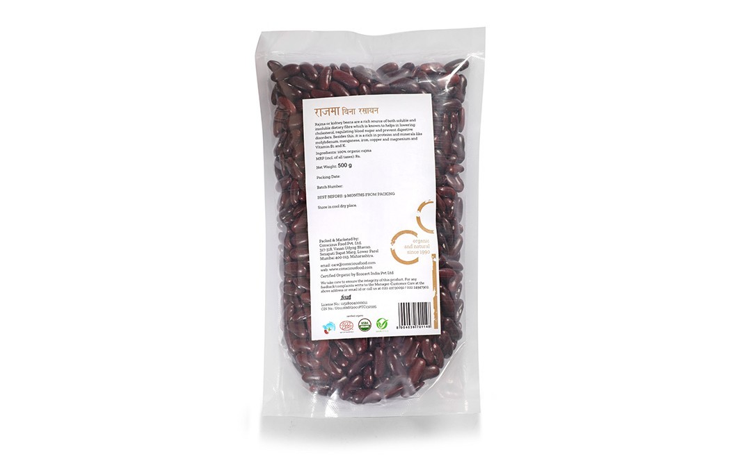 Conscious Food Kidney Beans Rajma Organic   Pack  500 grams